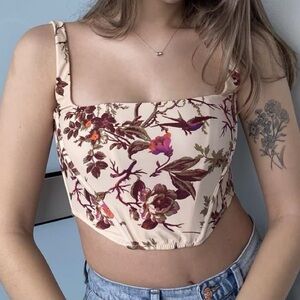 Urban Outfitters Floral Cream Crop Top